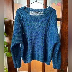 Blue and green knit sweater